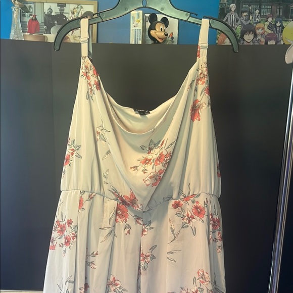 Torrid size 4 Maxi Chiffon Cowl Neck Pleated Dress Light Blue with Pink Flowers - Picture 5 of 9